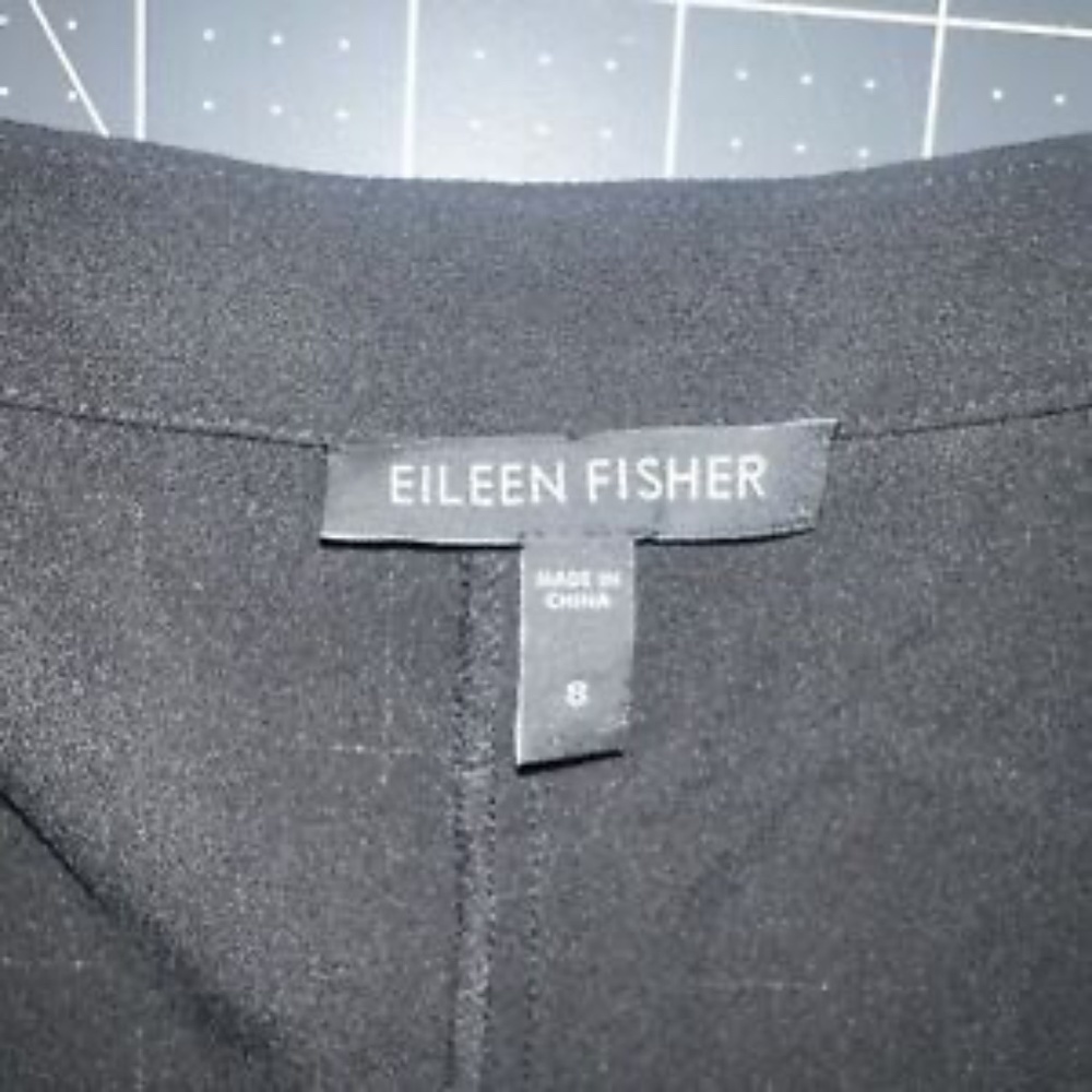 Eileen Fisher wide Silk Black Pants with Side Zip 8 - Picture 4 of 5